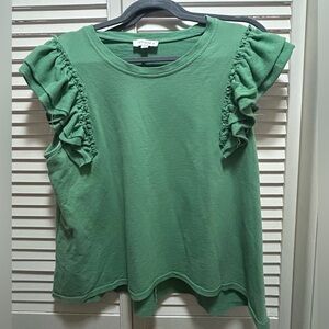 Umgee Green Ruffle Sleeve Top